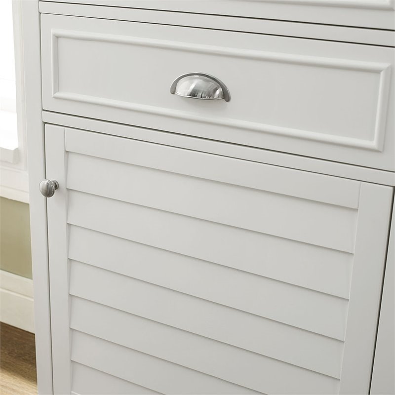 Pemberley Row Solid Hardwood White Linen Cabinet Rectangular Deep Storage Drawer 60