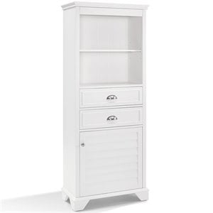 Pemberley Row Solid Hardwood White Linen Cabinet Rectangular Deep Storage Drawer 60&quotH Unassembled