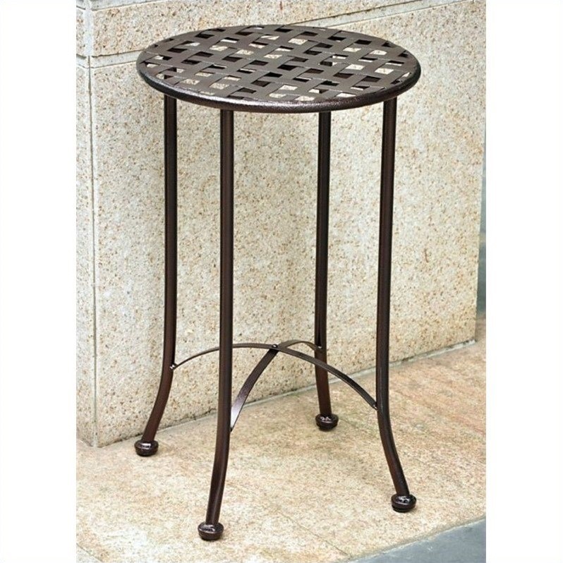 Pemberley Row Wrought Iron Bronze Patio Side Table Circle Weatherproof 15