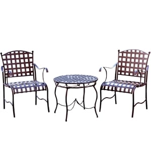 Pemberley Row Wrought Iron Matte Brown Patio Conversation Set Waterproof 26&quot Easy Assembly