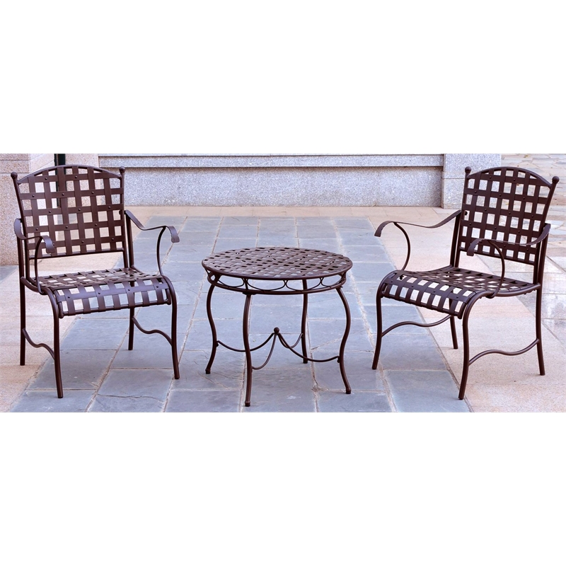Pemberley Row Wrought Iron Matte Brown Patio Conversation Set Waterproof 26