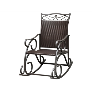 Pemberly Row Resin Patio Rocker in Chocolate