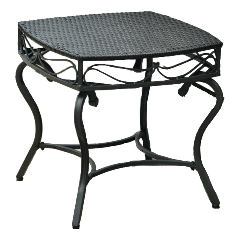 Pemberley Row Wicker Antique Black Patio Side Table Square Water Resistant 22