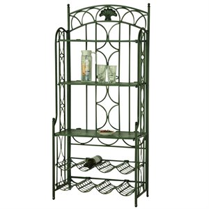 Pemberly Row Iron Bakers Wine Rack in Verdi Gris