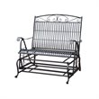 Pemberley Row Powder Coated Iron Black Patio Glider Loveseat Rectangular All-Weather 58
