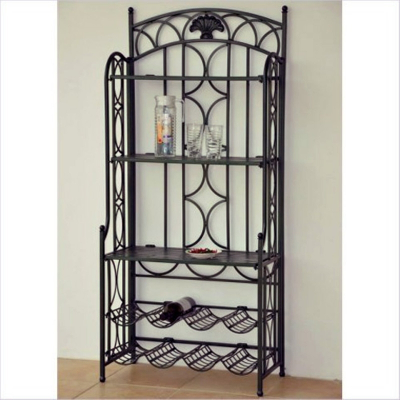 Pemberly Row Iron Bakers Wine Rack in Matte Brown