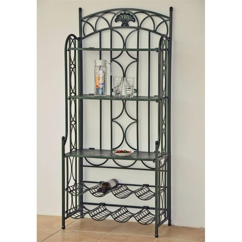 Pemberley Row Iron Antique Black Wine Rack Folding Rectangular 59