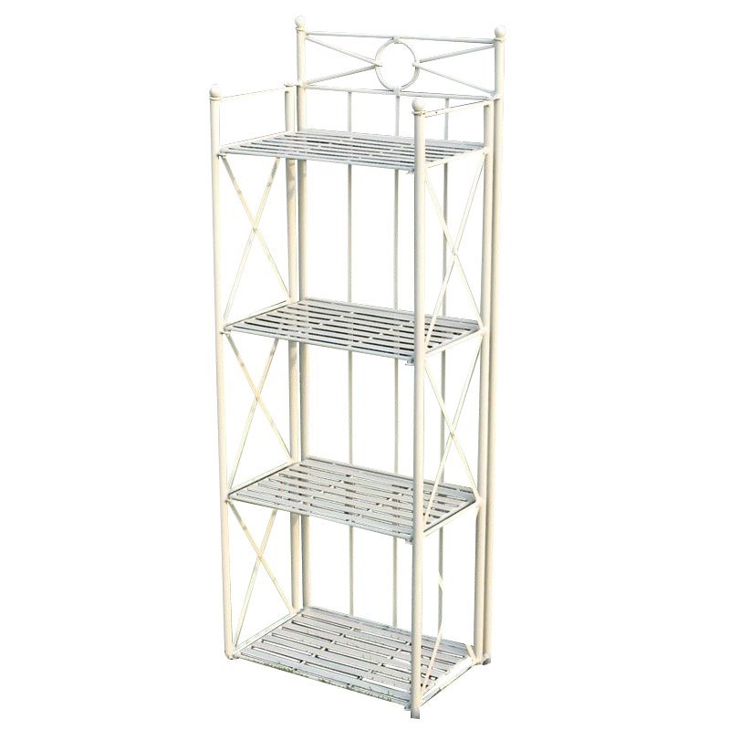Pemberley Row Iron White Bakers Rack Rectangular Folding Mechanism 59