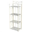 Pemberley Row Iron White Bakers Rack Rectangular Folding Mechanism 59