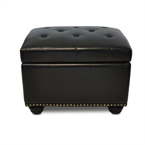 Pemberley Row Upholstered Black Ottoman Rectangular Button Tufted 18&quot H x 24&quot W x 18&quot D