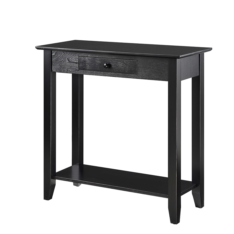 Pemberley Row Pine Wood Black Hall Table Rectangular Bottom Shelf 30