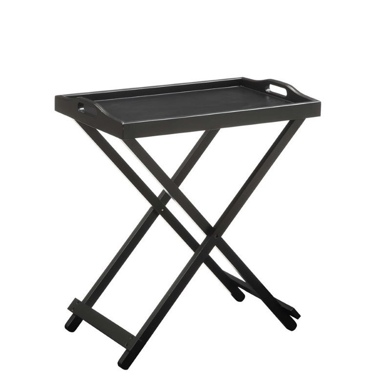Pemberly Row Folding Tray Table in Black