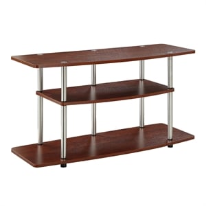 Pemberly Row Modern 3 Tier Wood TV Stand for TVs up to 42&quot in Cherry