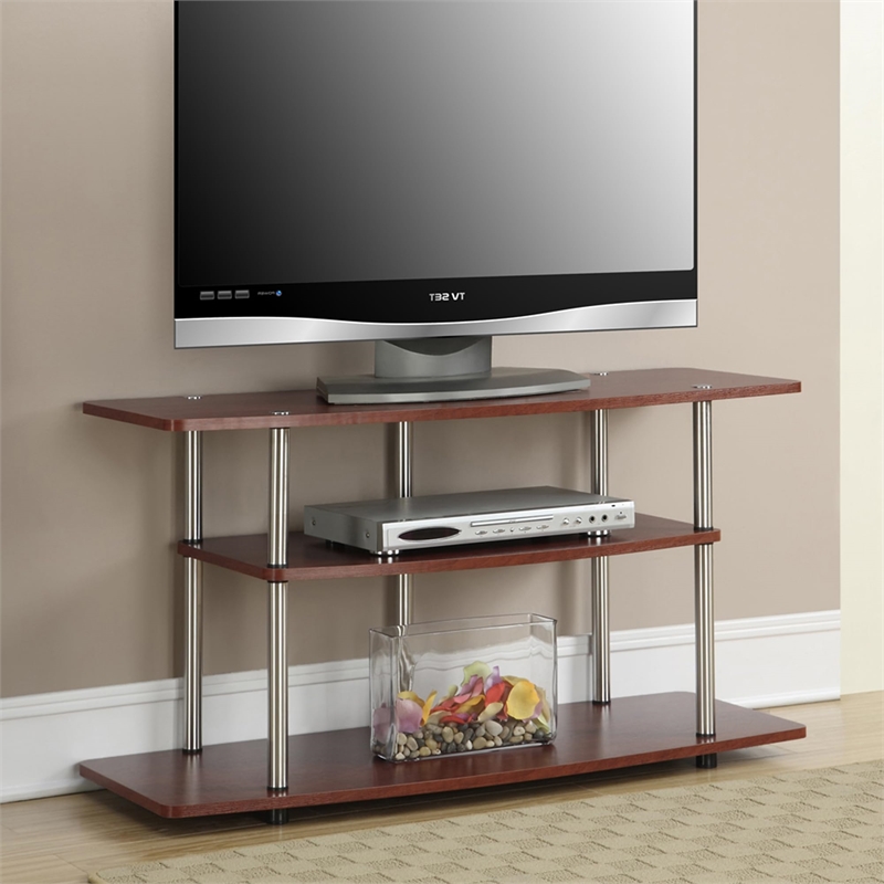 Pemberly Row Modern 3 Tier Wood TV Stand for TVs up to 42