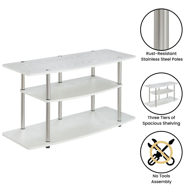 Pemberly Row 3 Tier Wide TV Stand - White