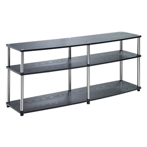 Pemberley Row Wood Black TV Stand Rectangular Open Concept Shelves Holds TVs Up to 60&quot Unassembled
