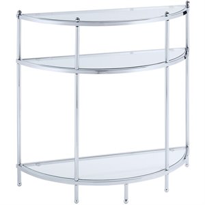 Pemberly Row Glass Chrome Console Table Rectangular 30&quot x 31&quot x 11.75&quot