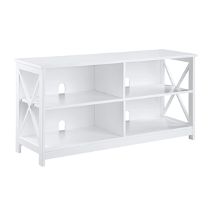 Pemberley Row Wood White TV Stand Rectangular Cable Management 24&quotH x 15.75&quotW x 47.25&quotD