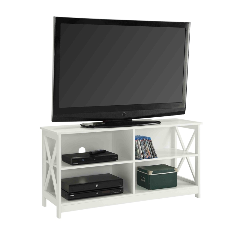 Pemberley Row Wood White TV Stand Rectangular Cable Management 24