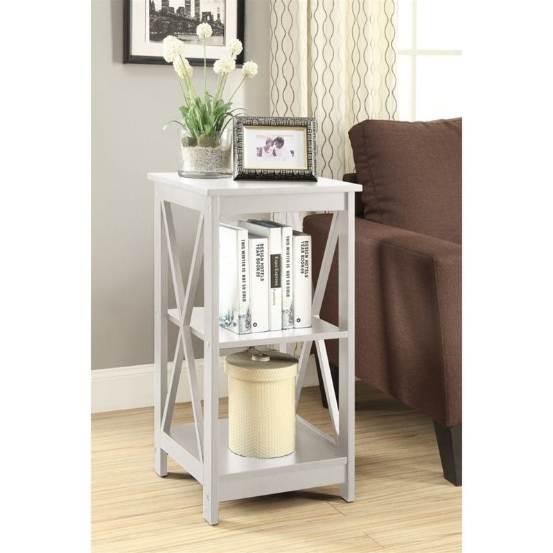 Pemberley Row Wood White End Table Square 24