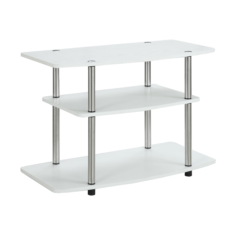 Pemberley Row Wood White TV Stand Rectangular Easy Assembly 31.5
