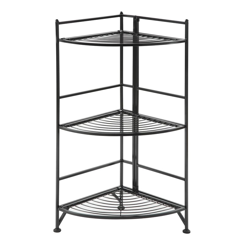 Pemberly Row Corner Plant Stand in Black Metal