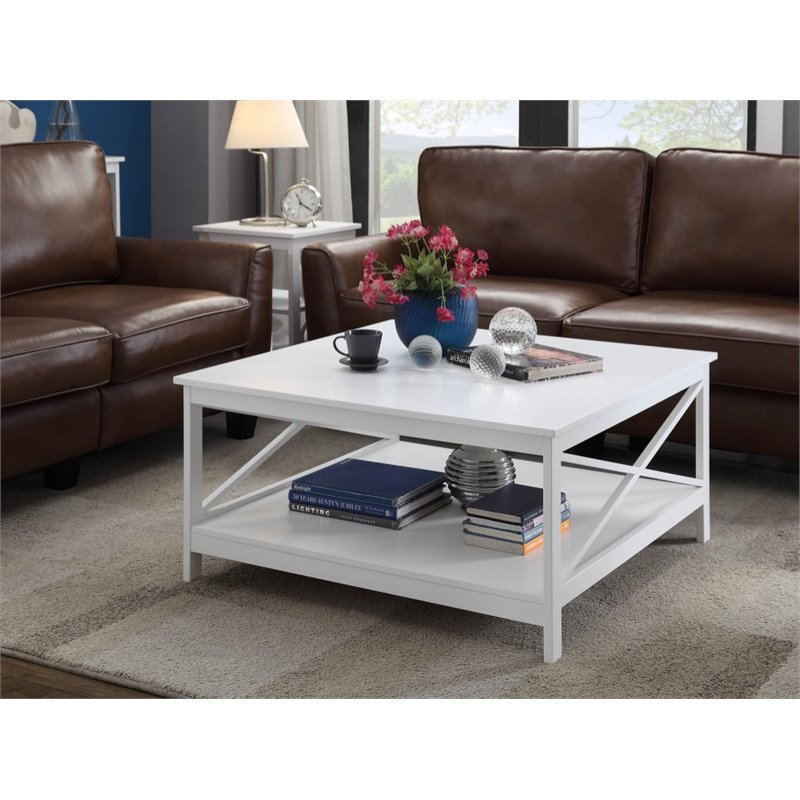 Pemberley Row MDF White Coffee Table Square Unassembled