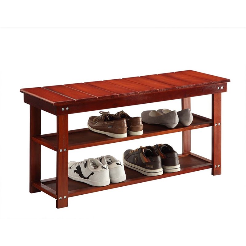 Pemberly Row Entryway Bench in Cherry