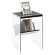Pemberly Row Transitional Glass/Wood End Table in Weathered Gray