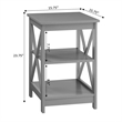 Pemberly Row Transitional Wood End Table with Middle & Bottom Shelf in Gray