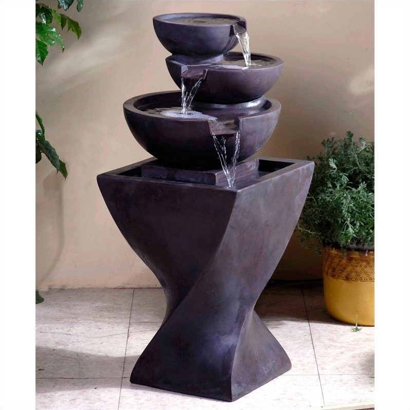 Pemberly Row Modern Tier Bowls Indoor Water Fountain