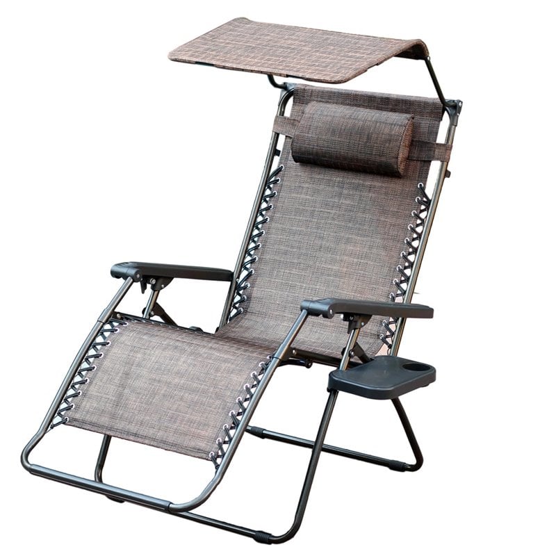 Pemberly Row Textilene Fabric Oversized Chair in Brown Mesh (Set of 2)