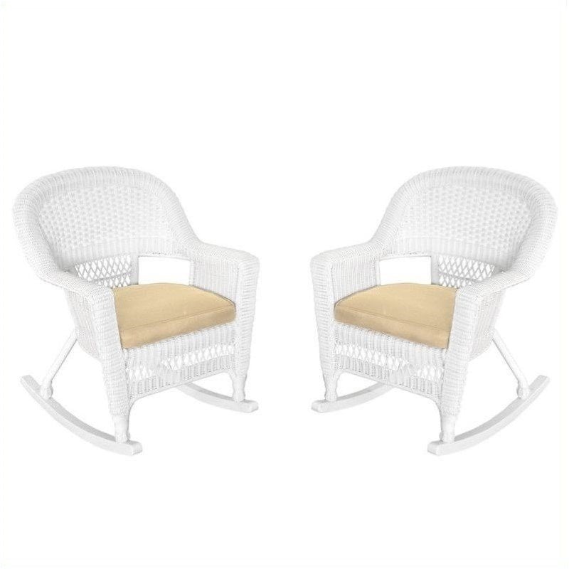 Pemberley Row Resin Wicker White Rocker Chair Set of 2 Rectangular Durable 36