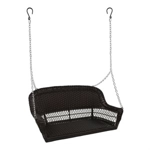 Pemberly Row Resin Wicker Porch Swing in Black
