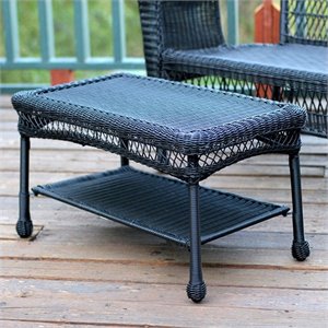 Pemberley Row Resin Wicker Black Coffee Table Rectangular UV-Resistant 28.5&quot x 17&quot x 17&quot Assembled