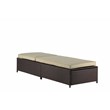 Pemberly Row Wicker Patio Storage Chaise Lounge in Brown