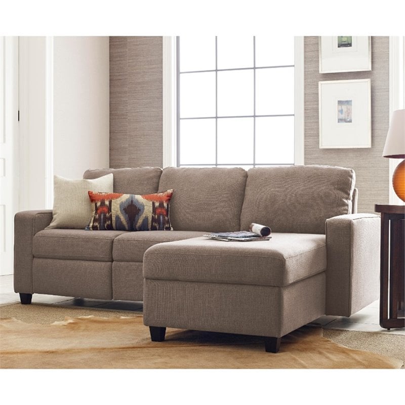 Pemberly Row Right Facing Reclining Sectional in Oatmeal Finish
