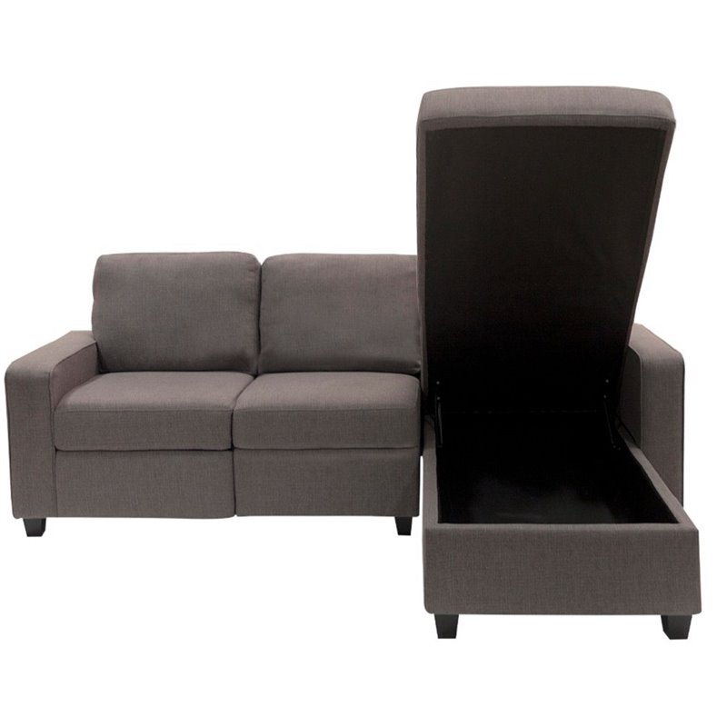 Pemberly Row Fabric Right Facing Reclining Sectional in Gray