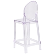 Pemberly Row Oval Back Ghost Counter Stool in Transparent Crystal