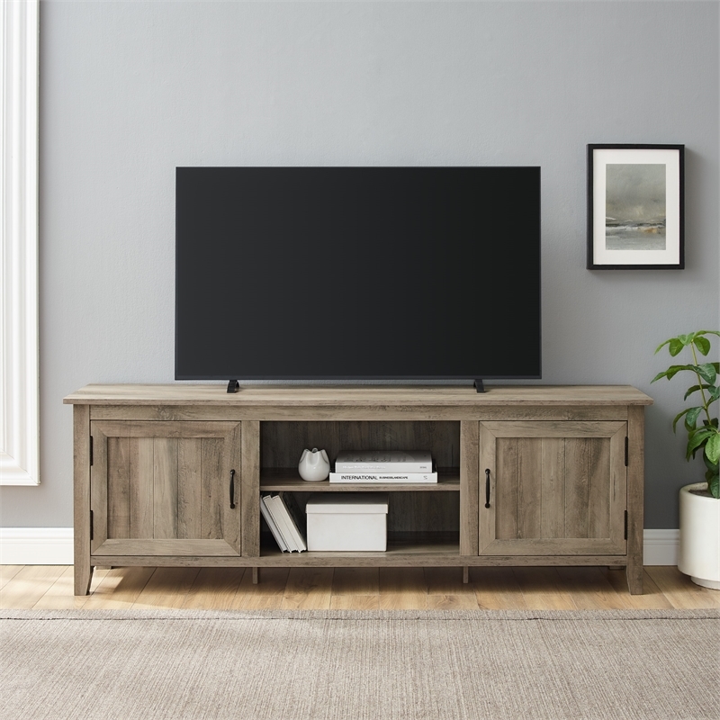 Pemberley Row MDF Gray TV Console Rectangular Adjustable Shelves 70