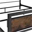 Pemberly Row Queen Metal and Wood Plank Panel Bed in Brown