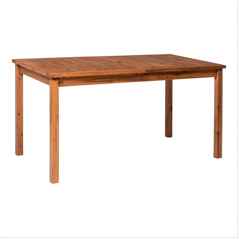 Pemberly Row Acacia Wood Patio 7-Piece Dining Set in Brown