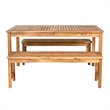 Pemberly Row Acacia Wood Patio 3-Piece Dining Set in Brown