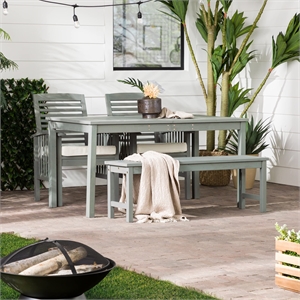 Pemberly Row Acacia Wood Patio 4-Piece Dining Set in Dark Brown