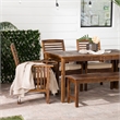 Pemberly Row Acacia Wood Patio 6-Piece Dining Set in Dark Brown
