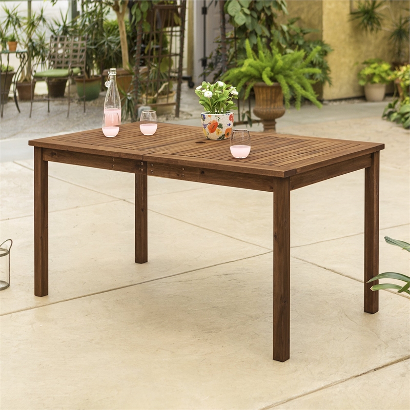 Pemberly Row Acacia Wood Patio 6-Piece Dining Set in Dark Brown