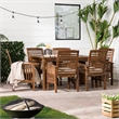 Pemberly Row Acacia Wood Patio 7-Piece Dining Set in Dark Brown