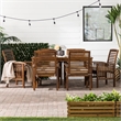 Pemberly Row Acacia Wood Patio 7-Piece Dining Set in Dark Brown