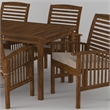 Pemberly Row Acacia Wood Patio 7-Piece Dining Set in Dark Brown