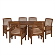 Pemberly Row Acacia Wood Patio 7-Piece Dining Set in Dark Brown